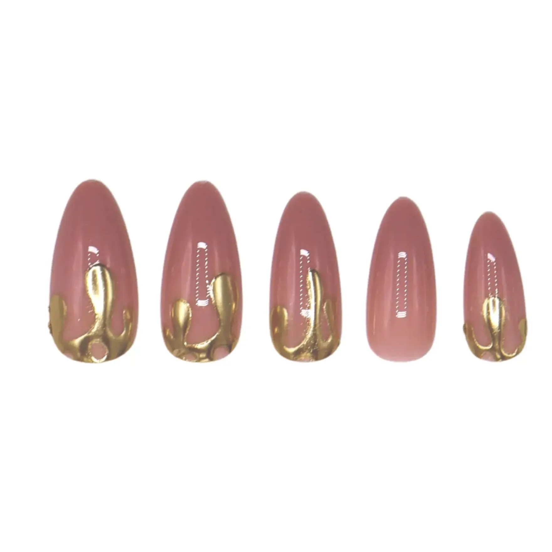24 pcs Press On Nails Dripping Gold