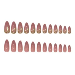 24 pcs Press On Nails Dripping Gold