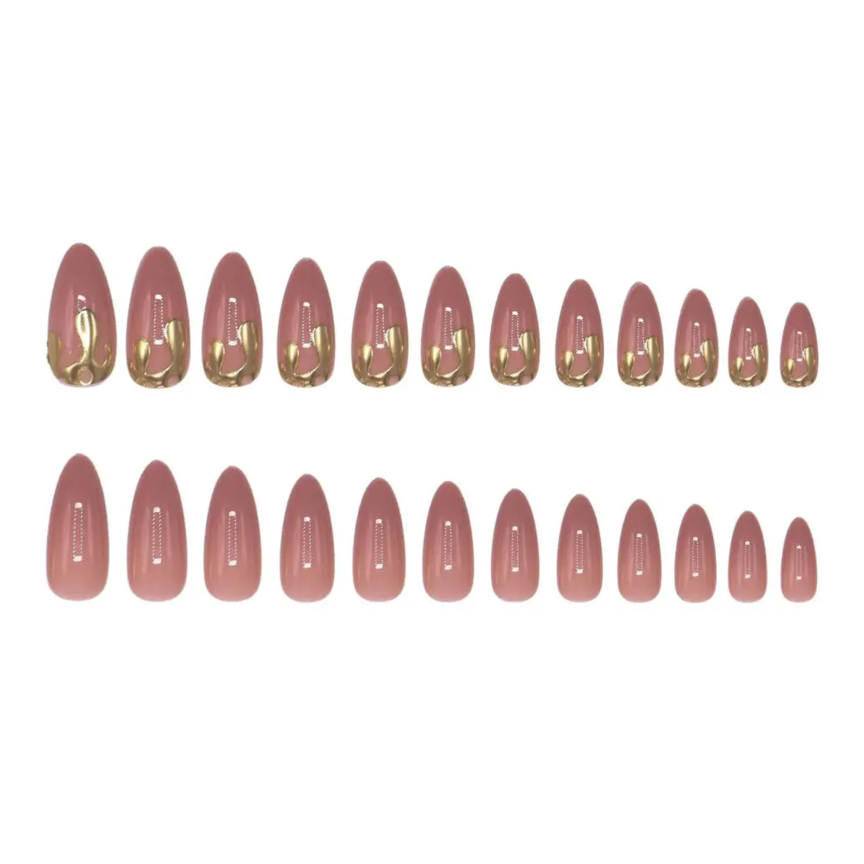 24 pcs Press On Nails Dripping Gold