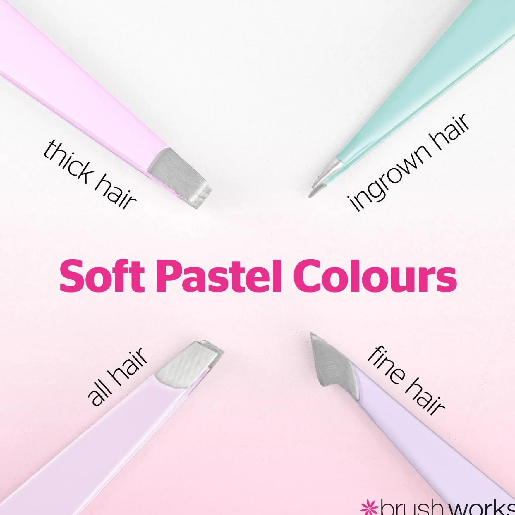 4 Piece Combination Tweezer Set Pastels