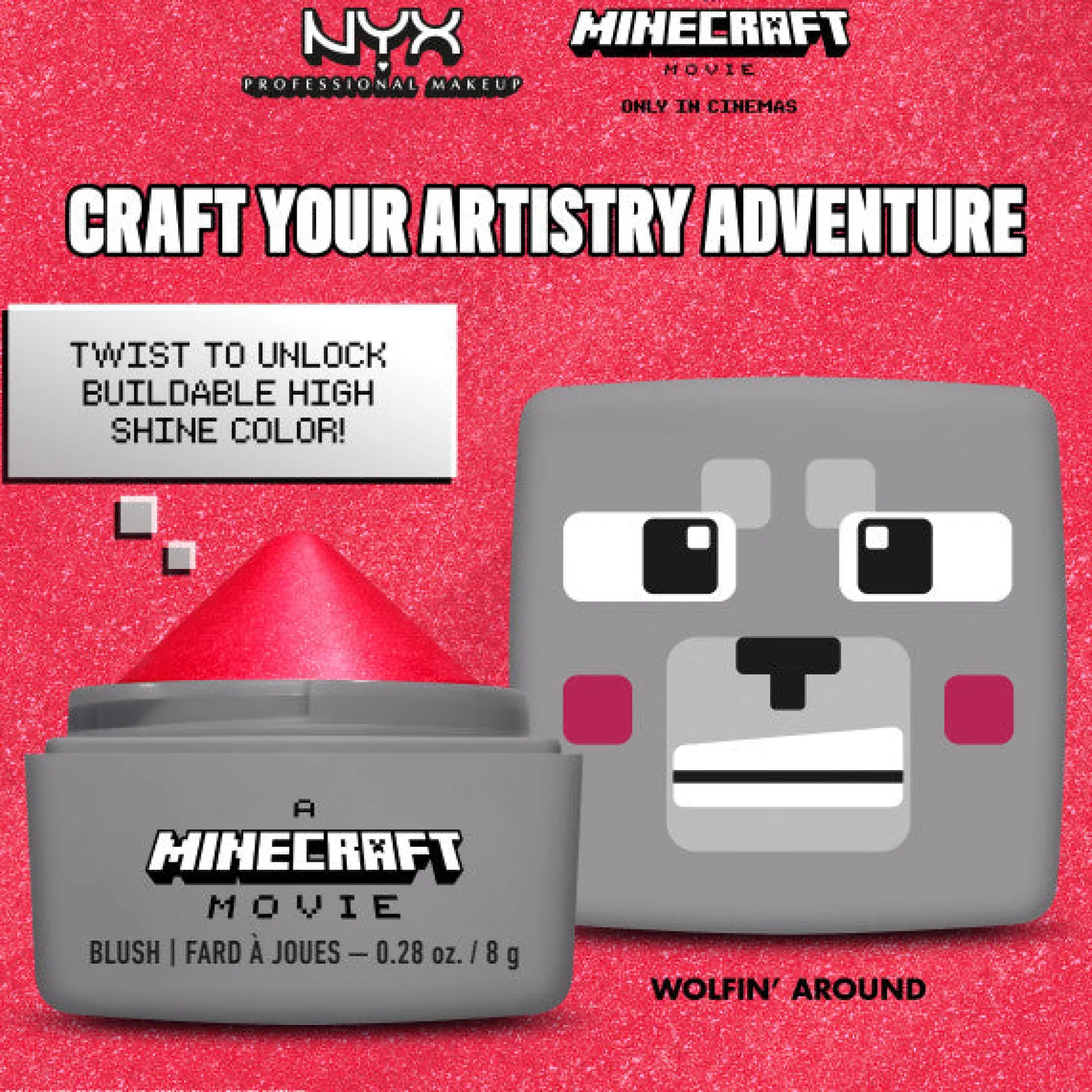 A Minecraft Movie Cheeky Mob Balms Blush Wolfin' Around