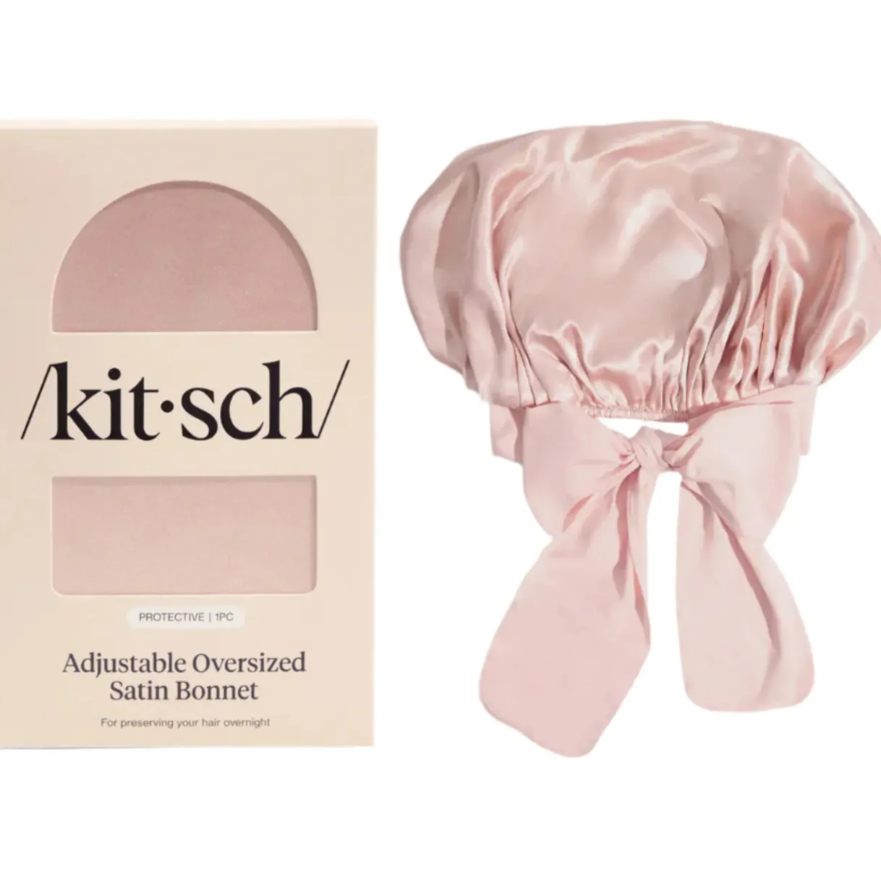 Adjustable Oversized Satin Bonnet Blush
