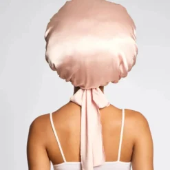 Adjustable Oversized Satin Bonnet Blush