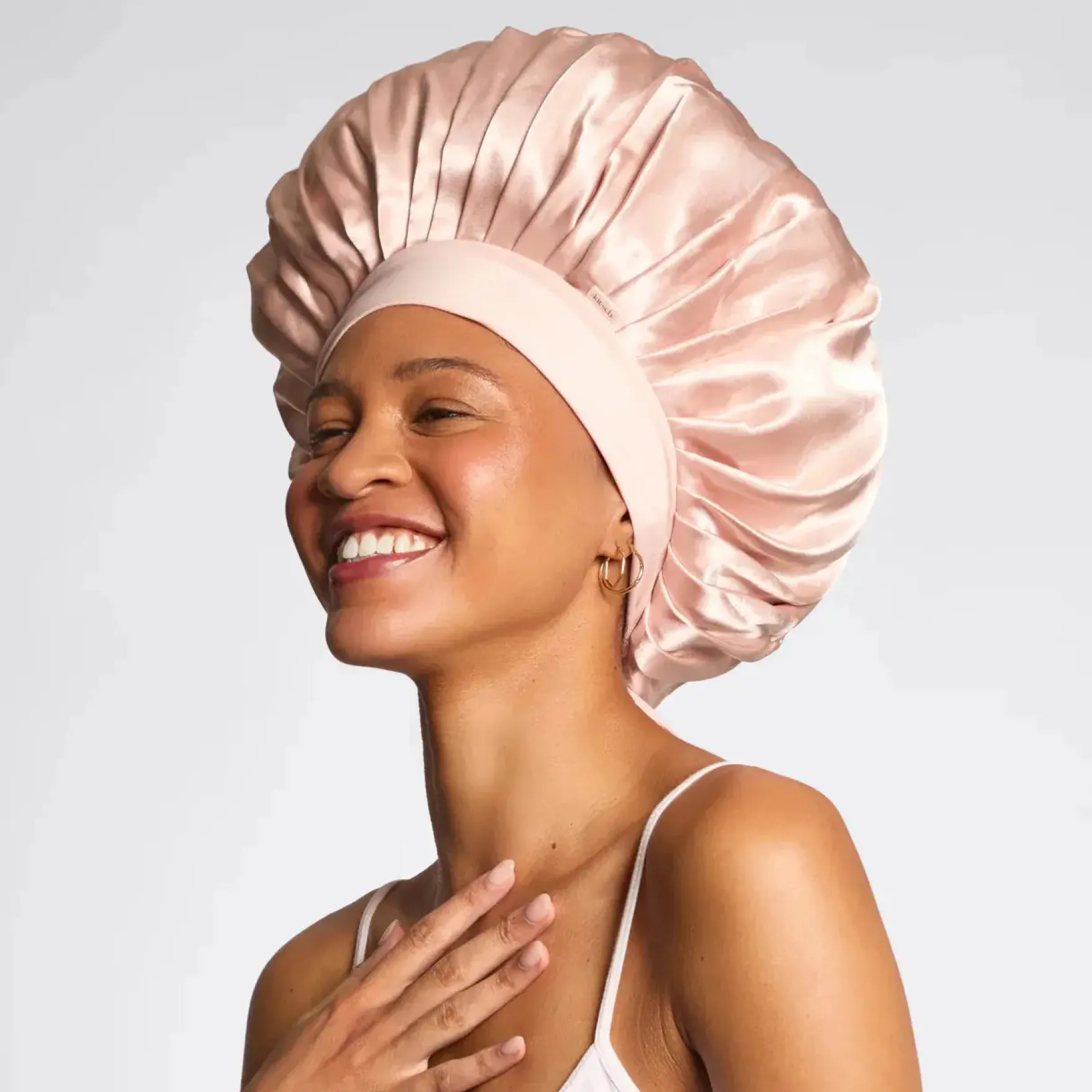 Adjustable Oversized Satin Bonnet Blush