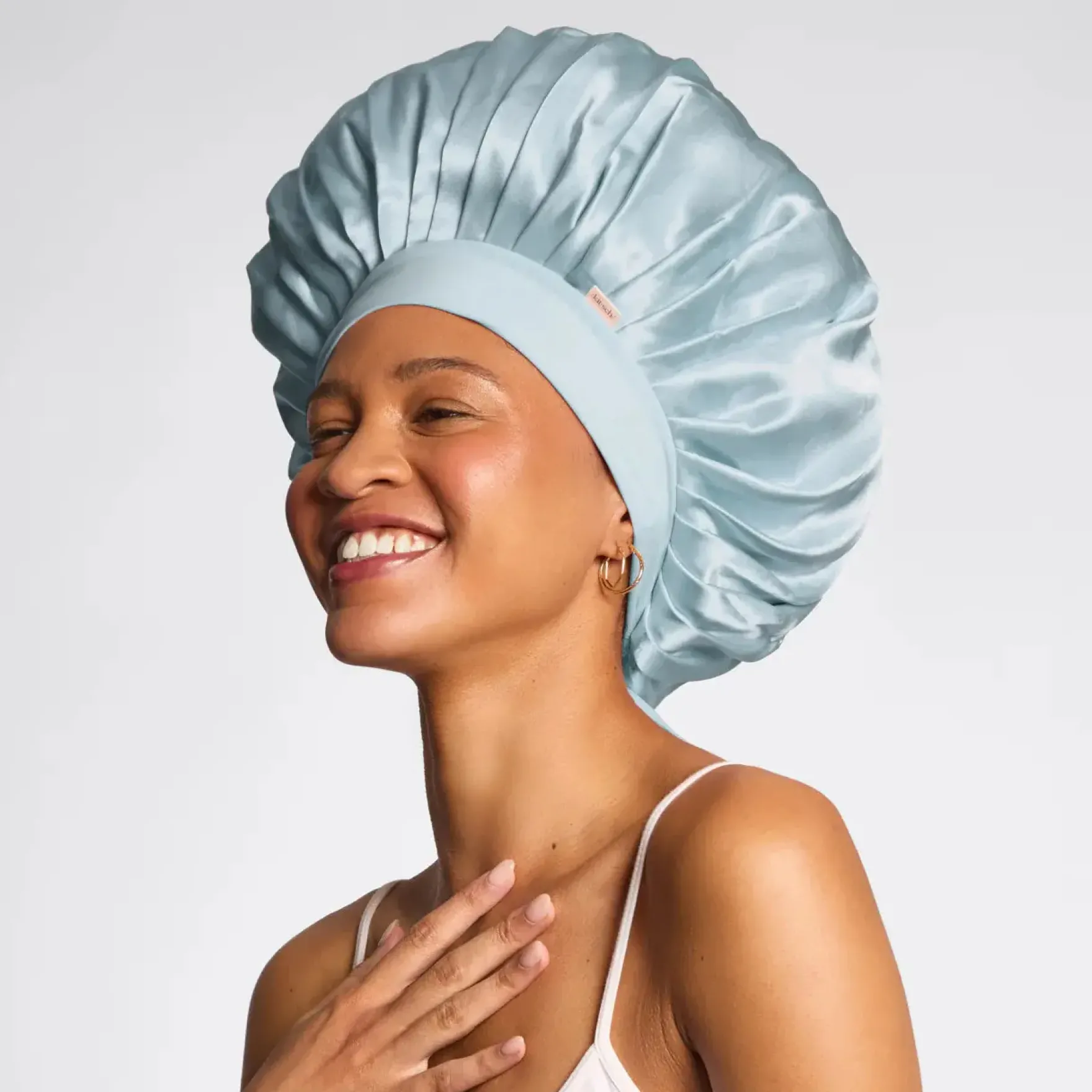 Adjustable Oversized Satin Bonnet Haze Blue