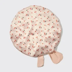 Adjustable Oversized Satin Bonnet Cherry Print