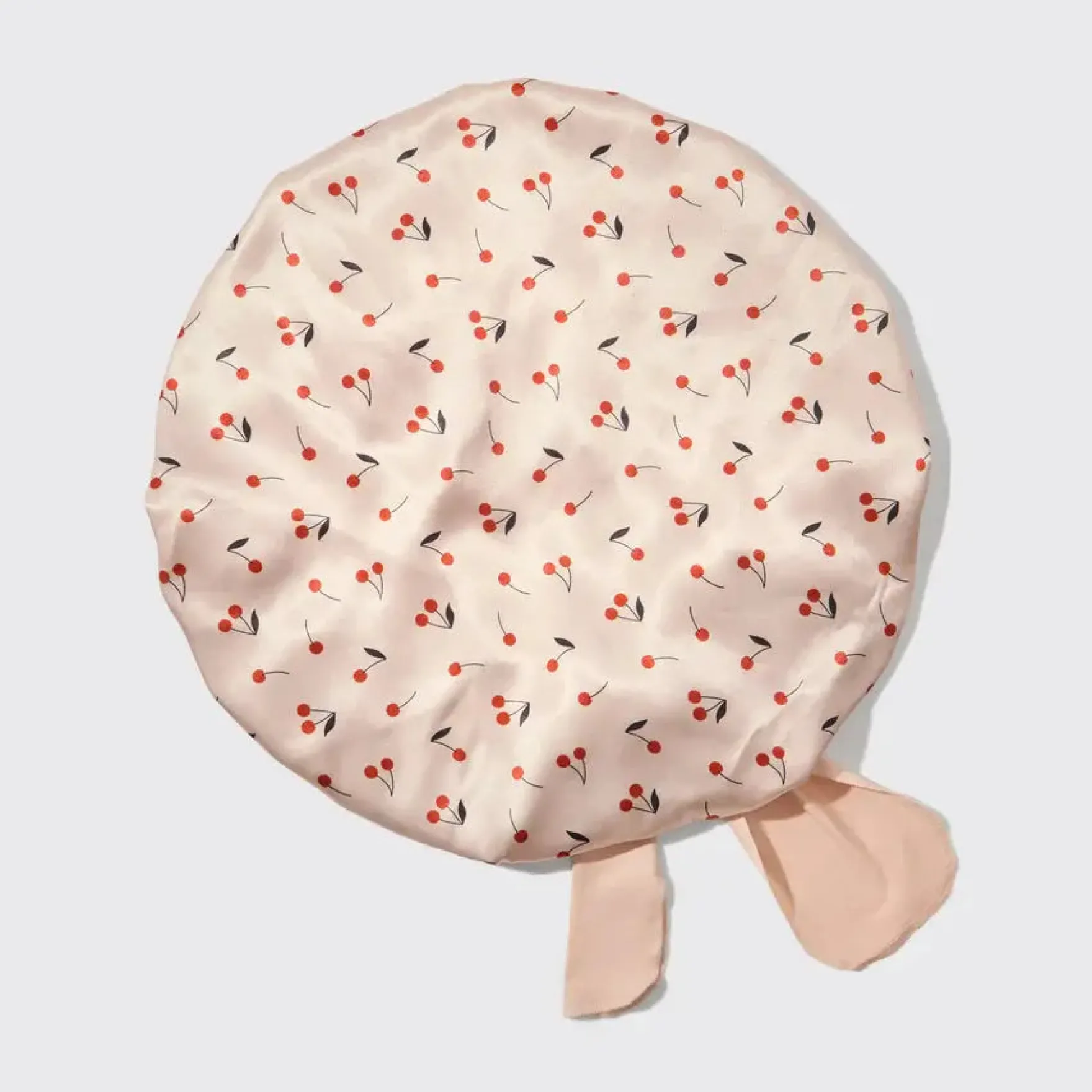 Adjustable Oversized Satin Bonnet Cherry Print