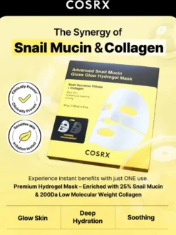 Advanced Snail Mucin Glass Glow Hydrogel Mask 3-Pack