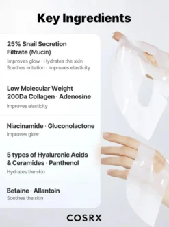 Advanced Snail Mucin Glass Glow Hydrogel Mask 1 pc