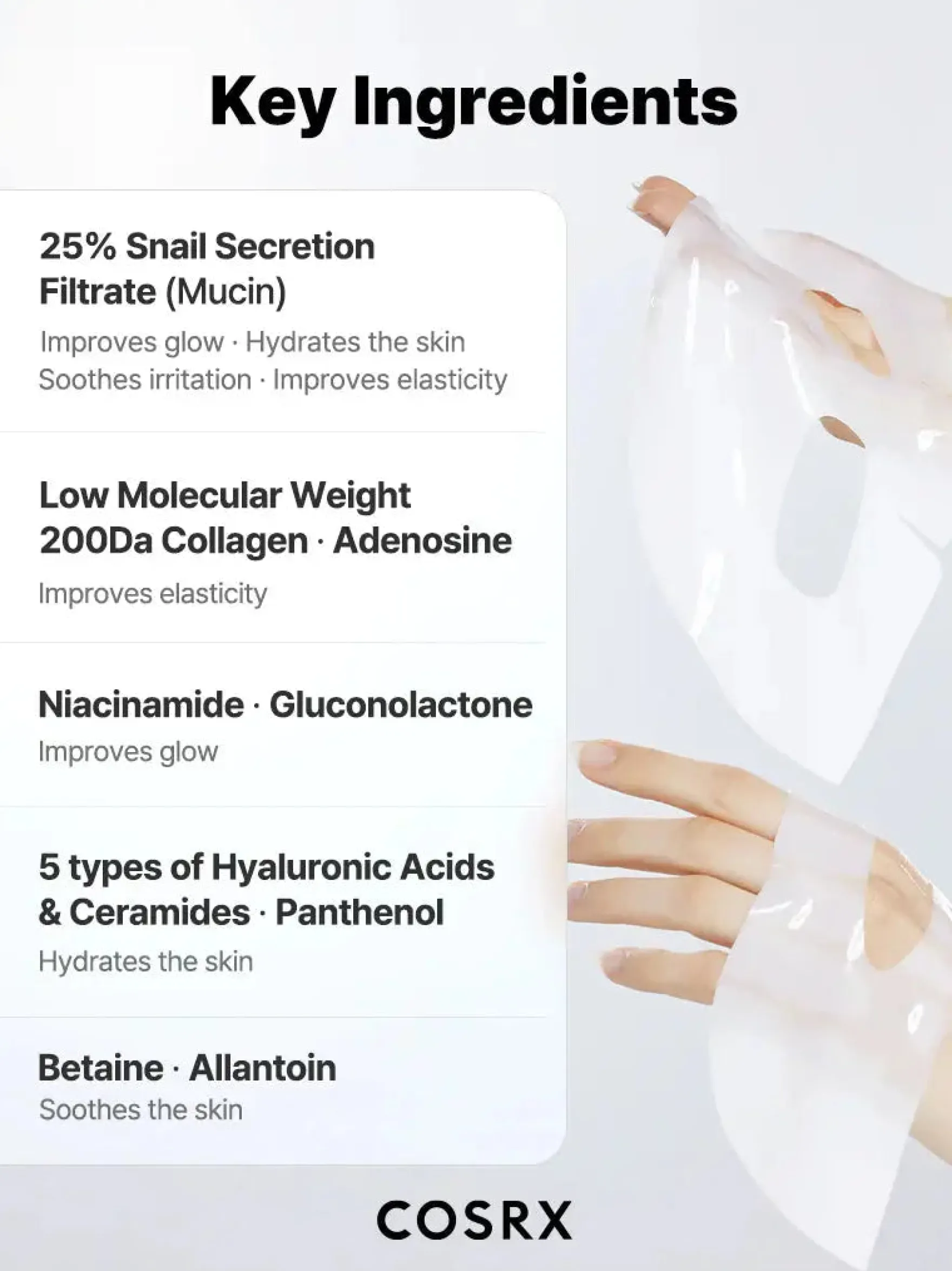 Advanced Snail Mucin Glass Glow Hydrogel Mask 1 pc