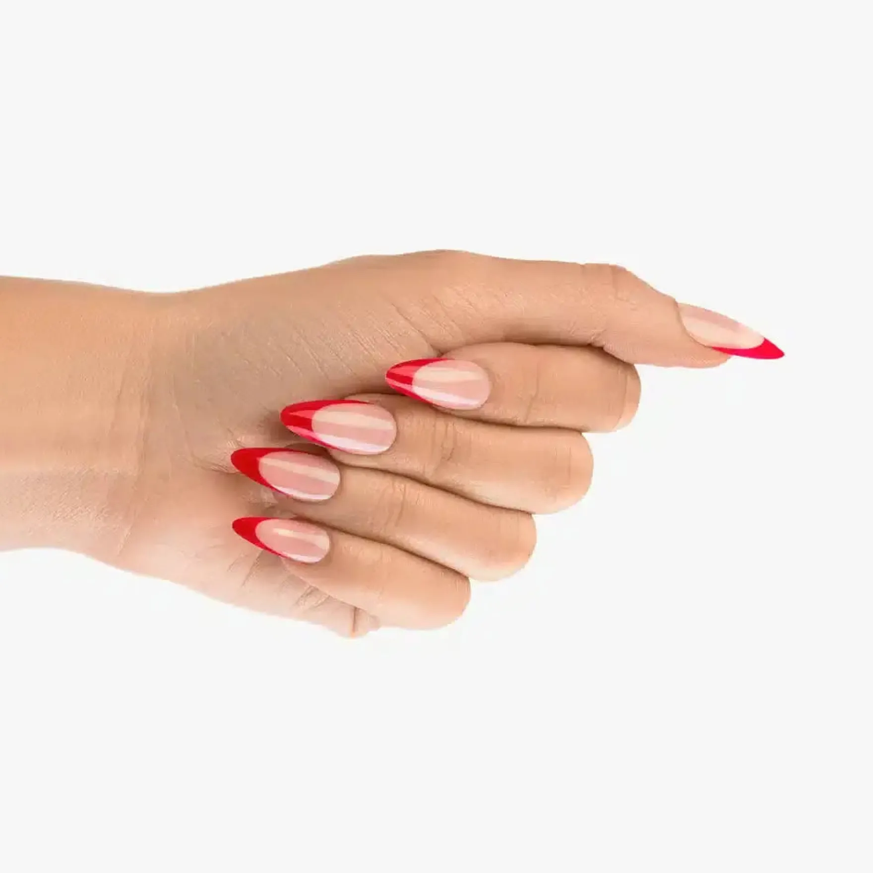 Almond Red French Nails