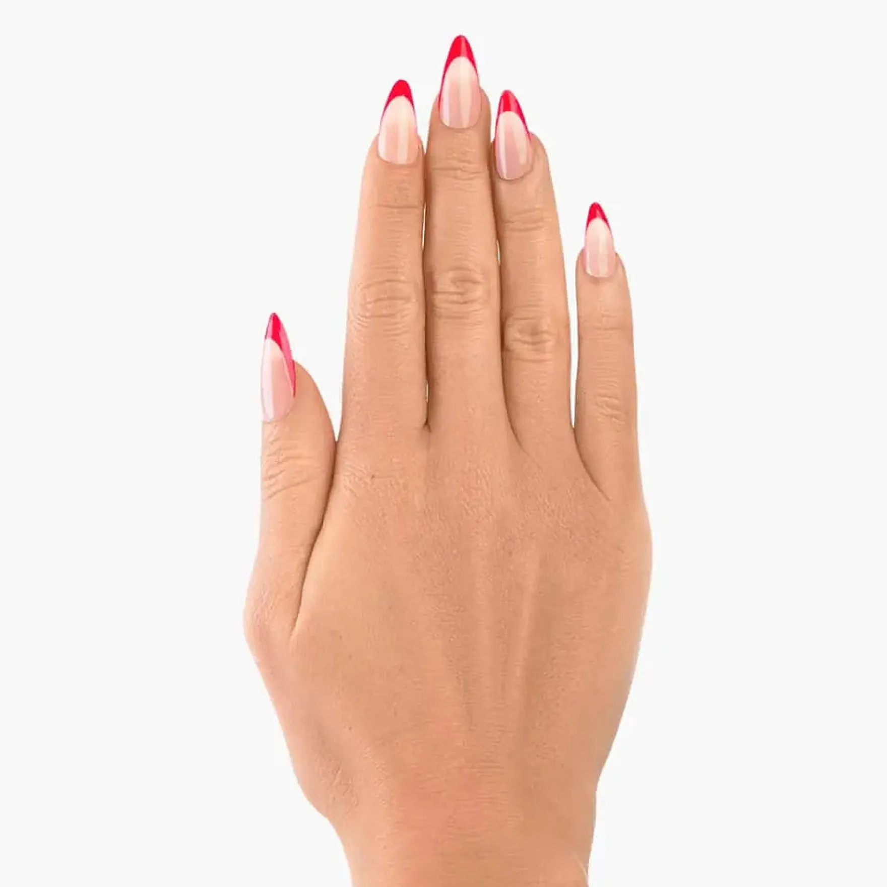 Almond Red French Nails
