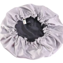 Black/Grey Satin Hair Bonnet Reversable