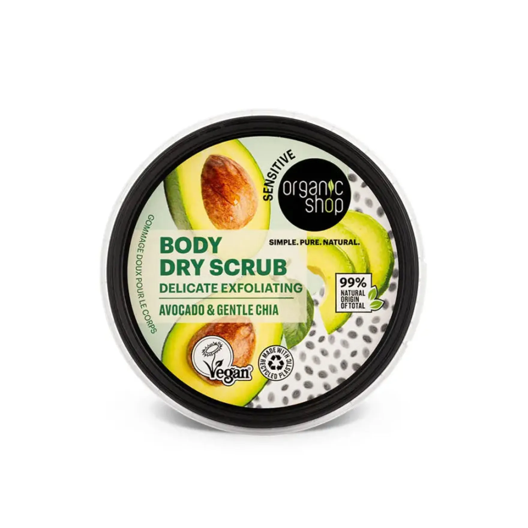 Body Dry Scrub Delicate Exfoliating Avocado and Gentle Chia