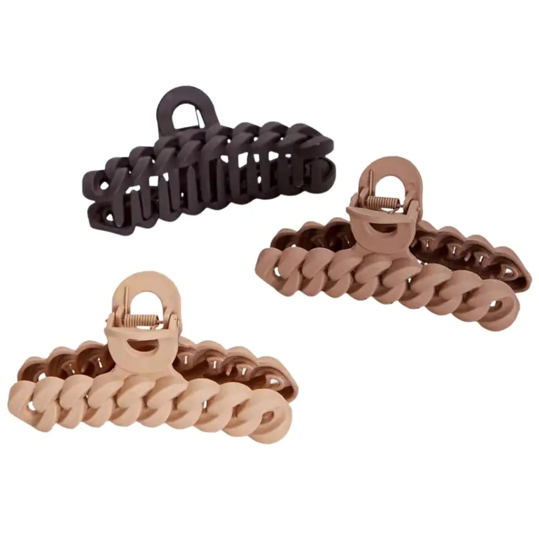 Chain Claw Clips 3pc Set Neutrals