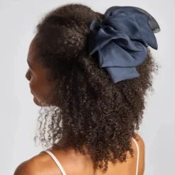 Chiffon Bow Hair Clip Blue Orchid