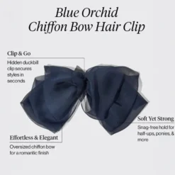 Chiffon Bow Hair Clip Blue Orchid