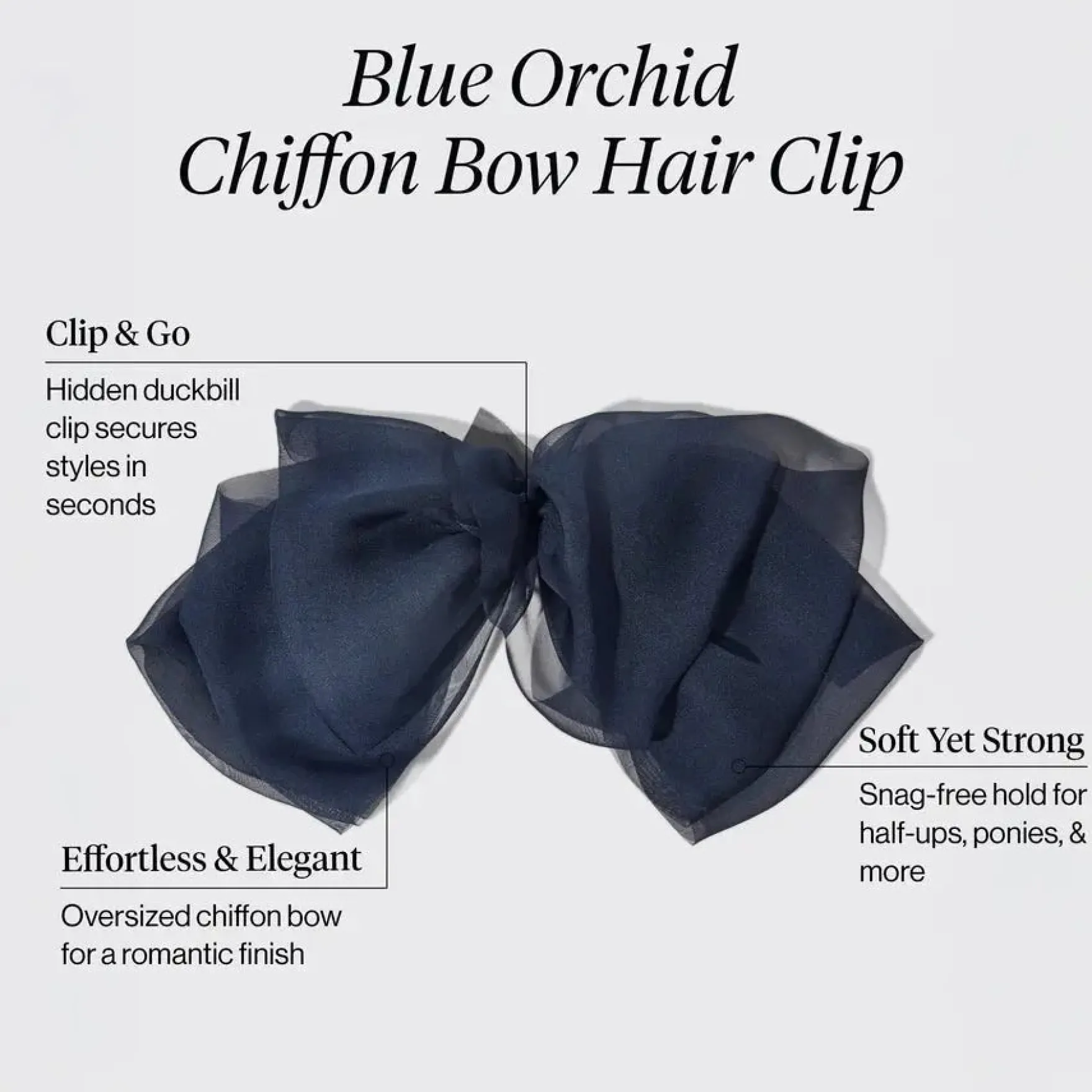 Chiffon Bow Hair Clip Blue Orchid