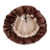 Chocolate Brown Satin Hair Bonnet Reversable
