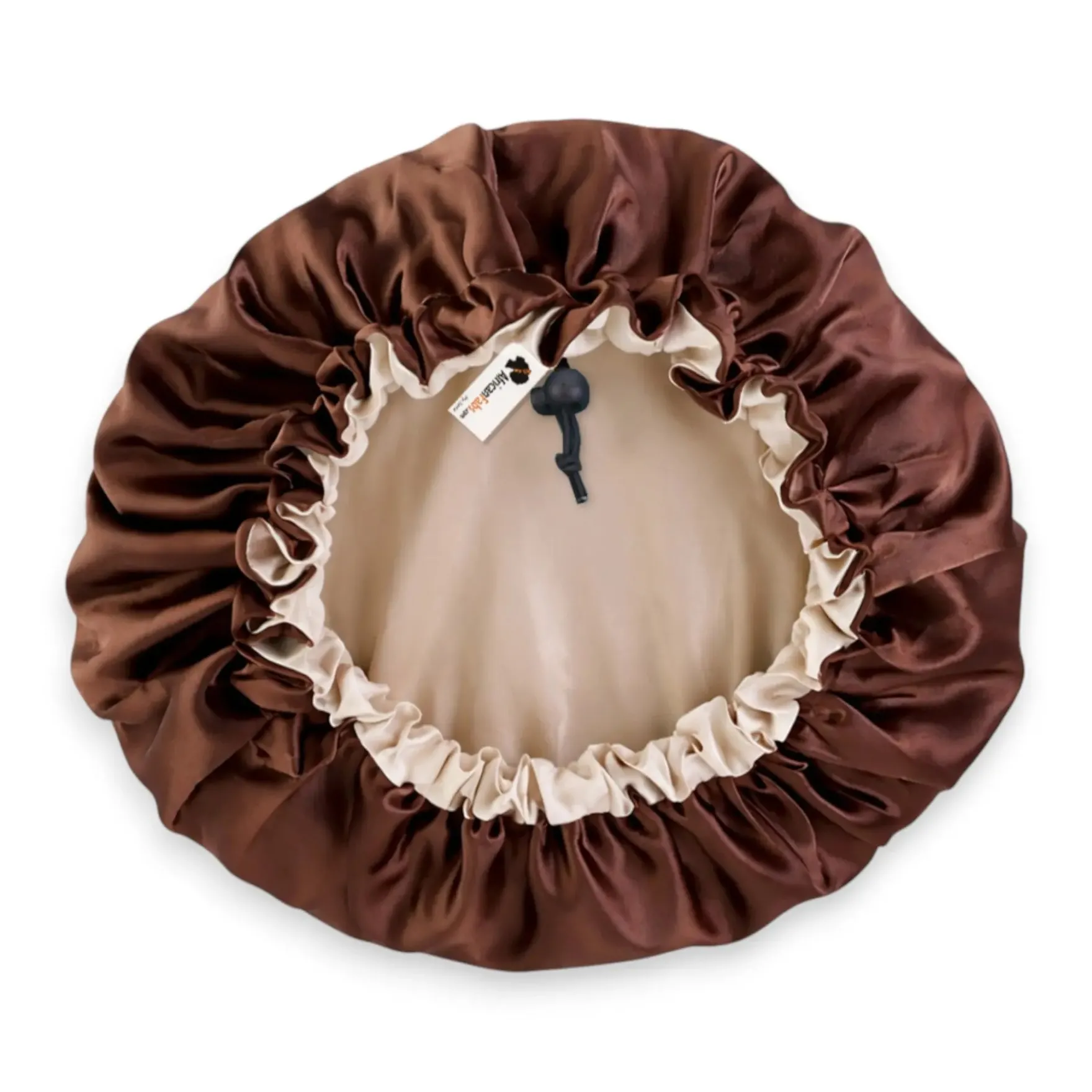 Chocolate Brown Satin Hair Bonnet Reversable