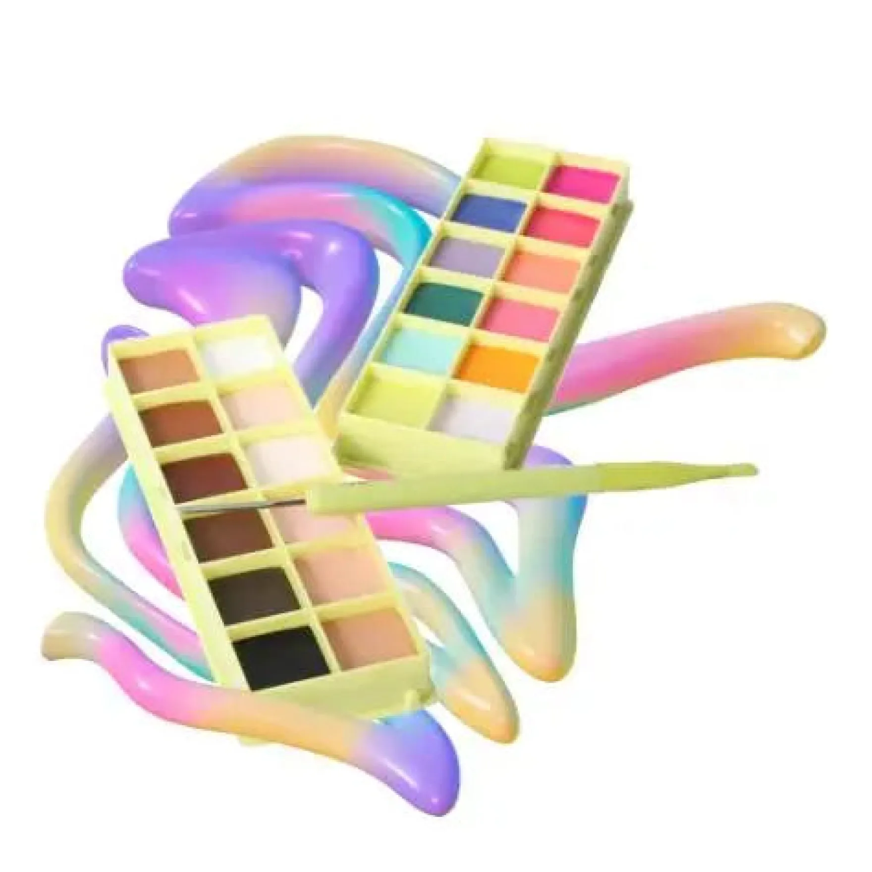 Color Case Cosmetic Paint Palette & Brush Set The Electrics