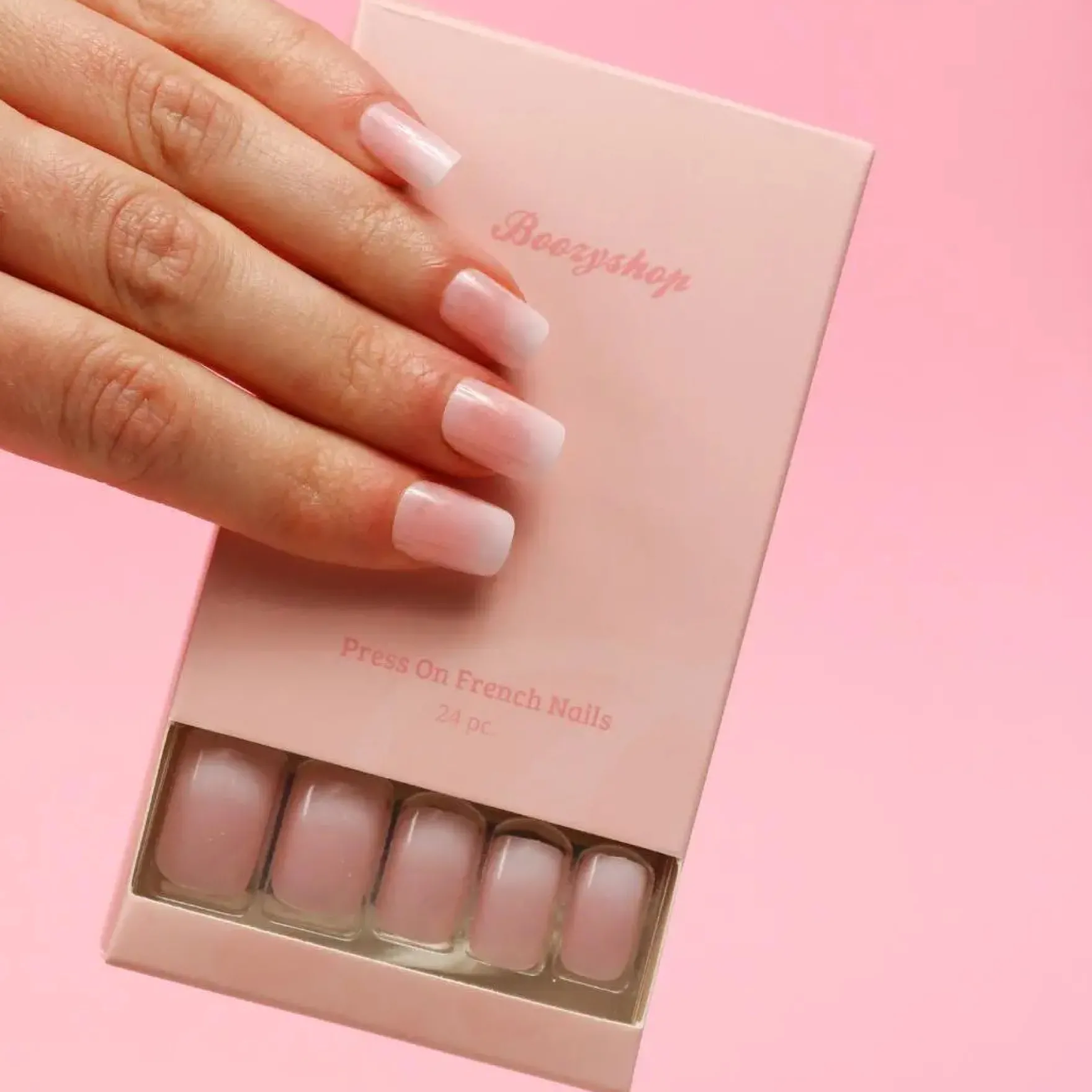 Complete Press On French Nails Set Ombre Soft Pink