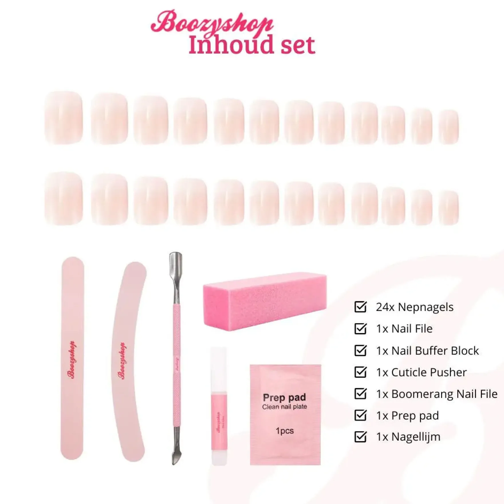 Complete Press On French Nails Set Ombre Soft Pink