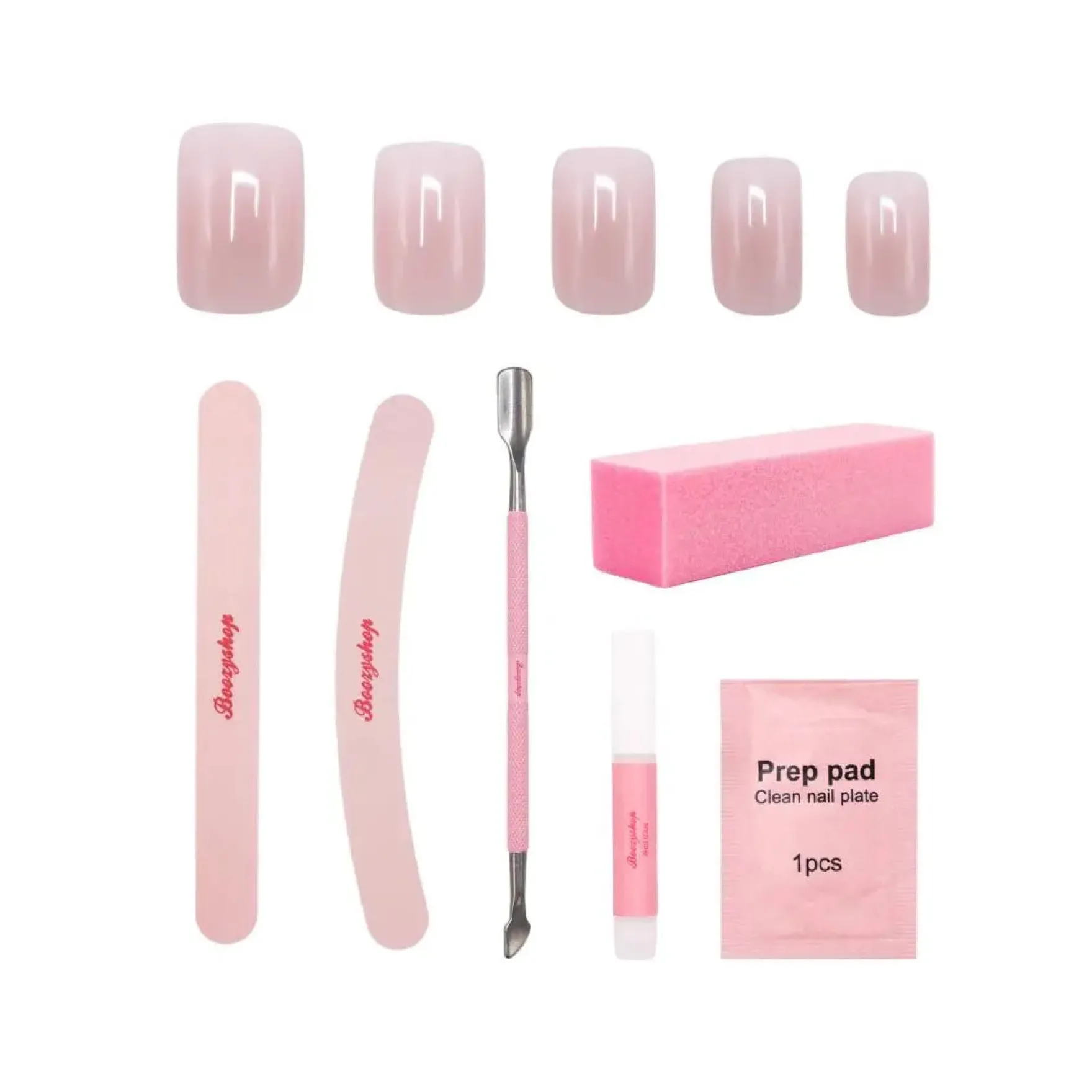 Complete Press On French Nails Set Ombre Soft Pink