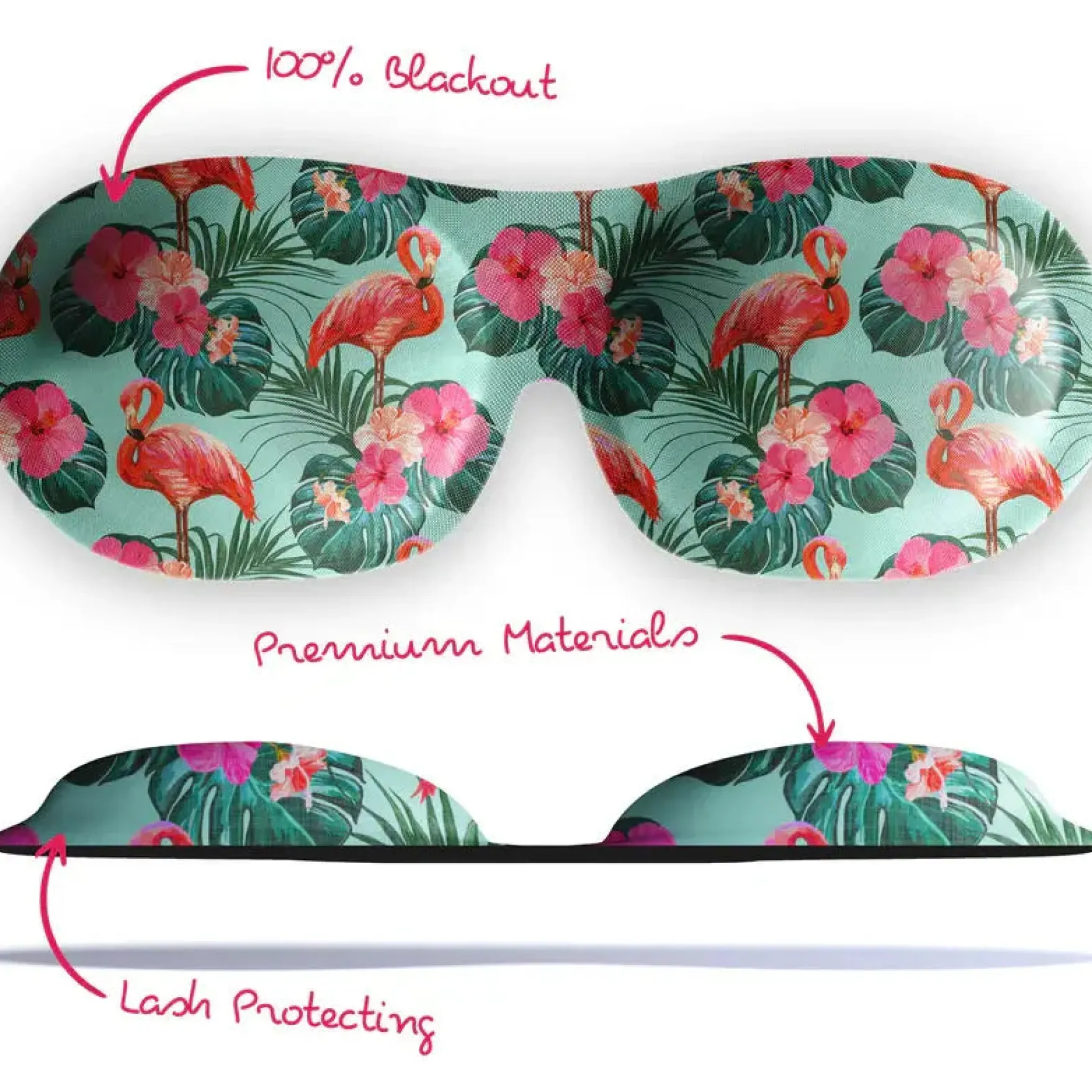 Contoured 3D Blackout Sleep Mask Flamingo