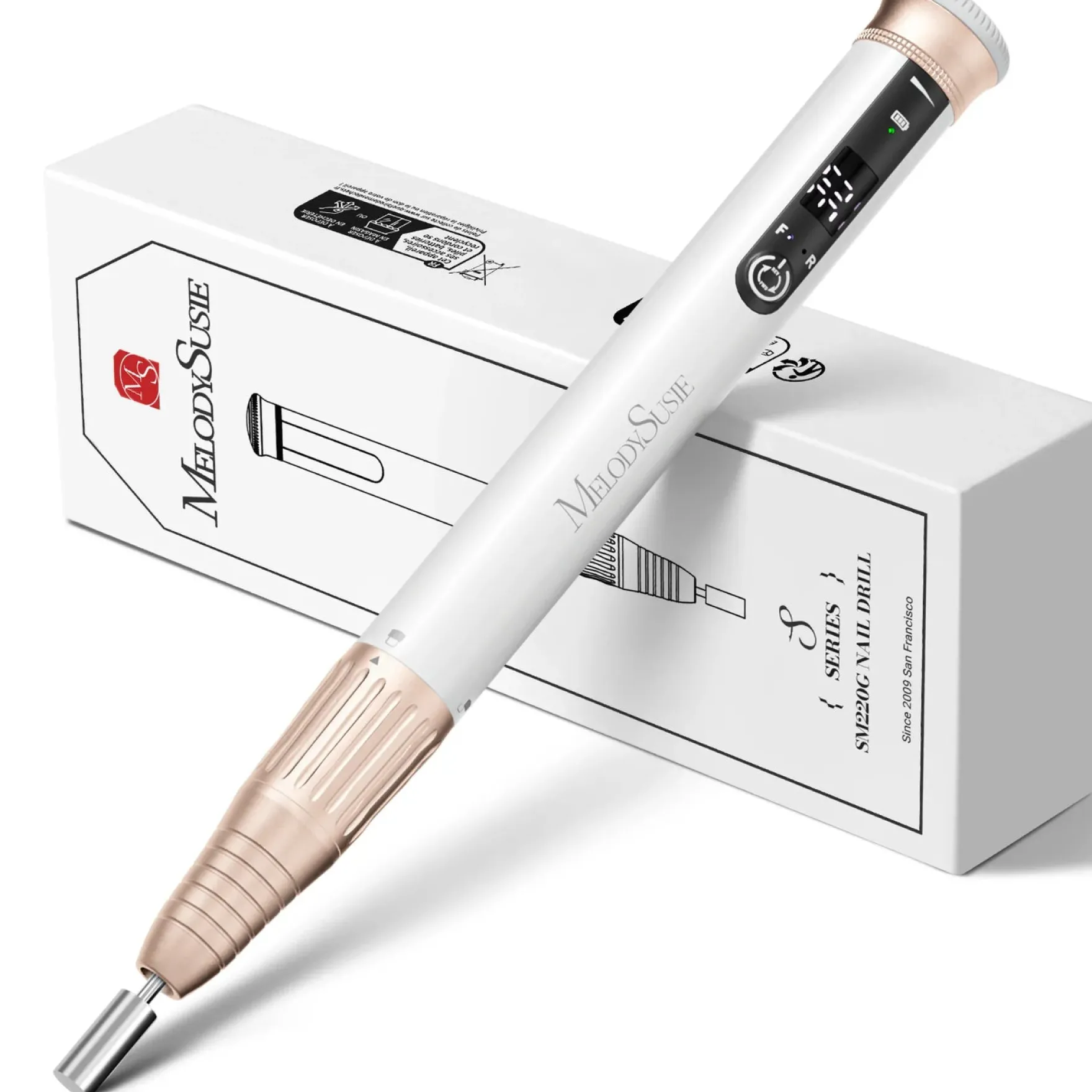 Cordless & Stepless Speed Rechargeable Nail Drill SM220G White