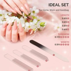 Double Sided 360 Grit Glass Nail File Set 4Pcs