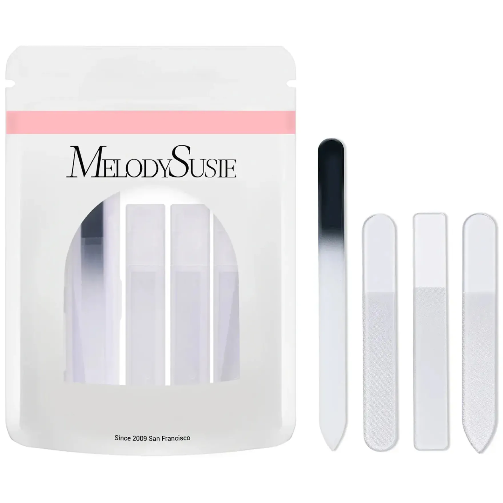Double Sided 360 Grit Glass Nail File Set 4Pcs