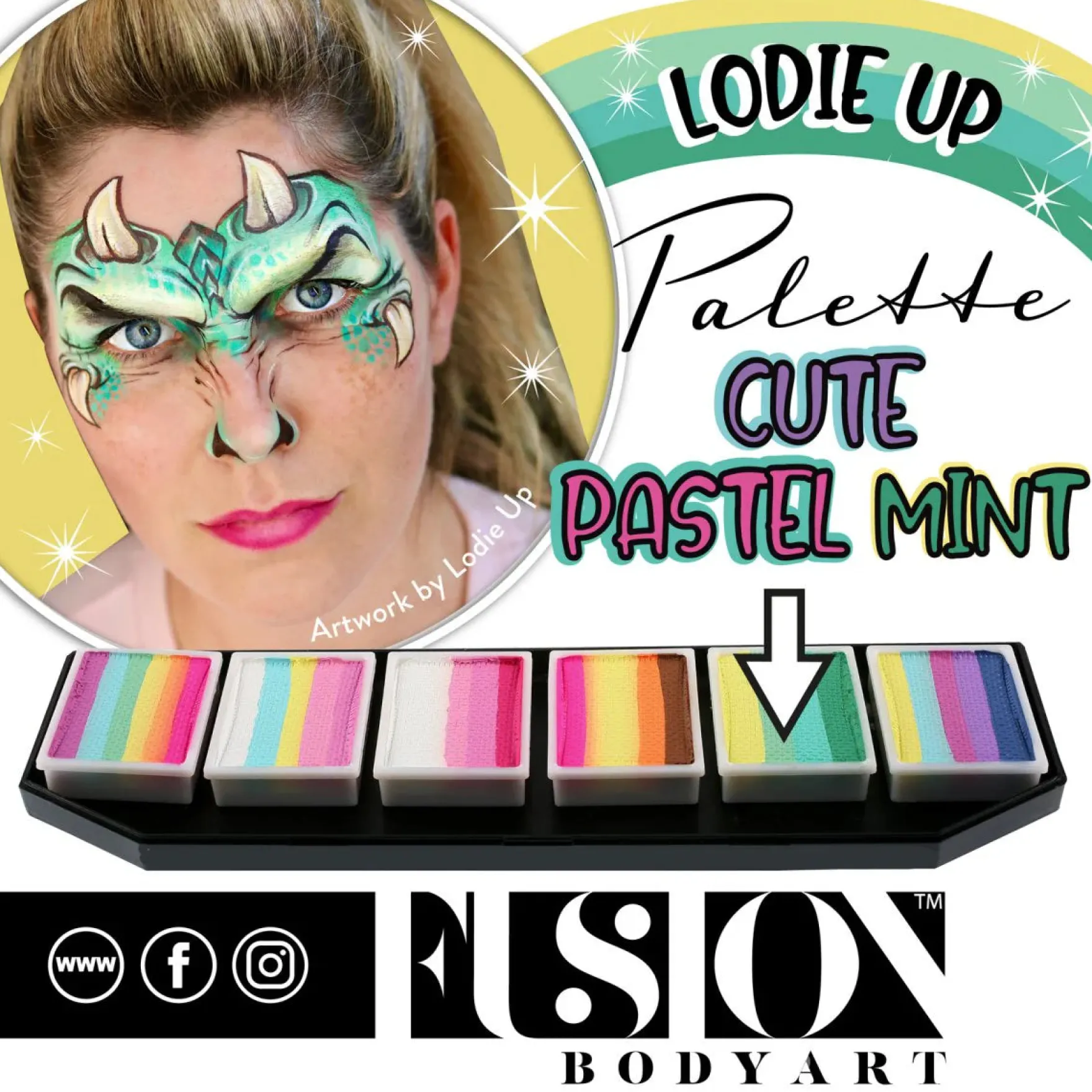Face Painting Lodie Up Cute Pastel Rainbow Palette