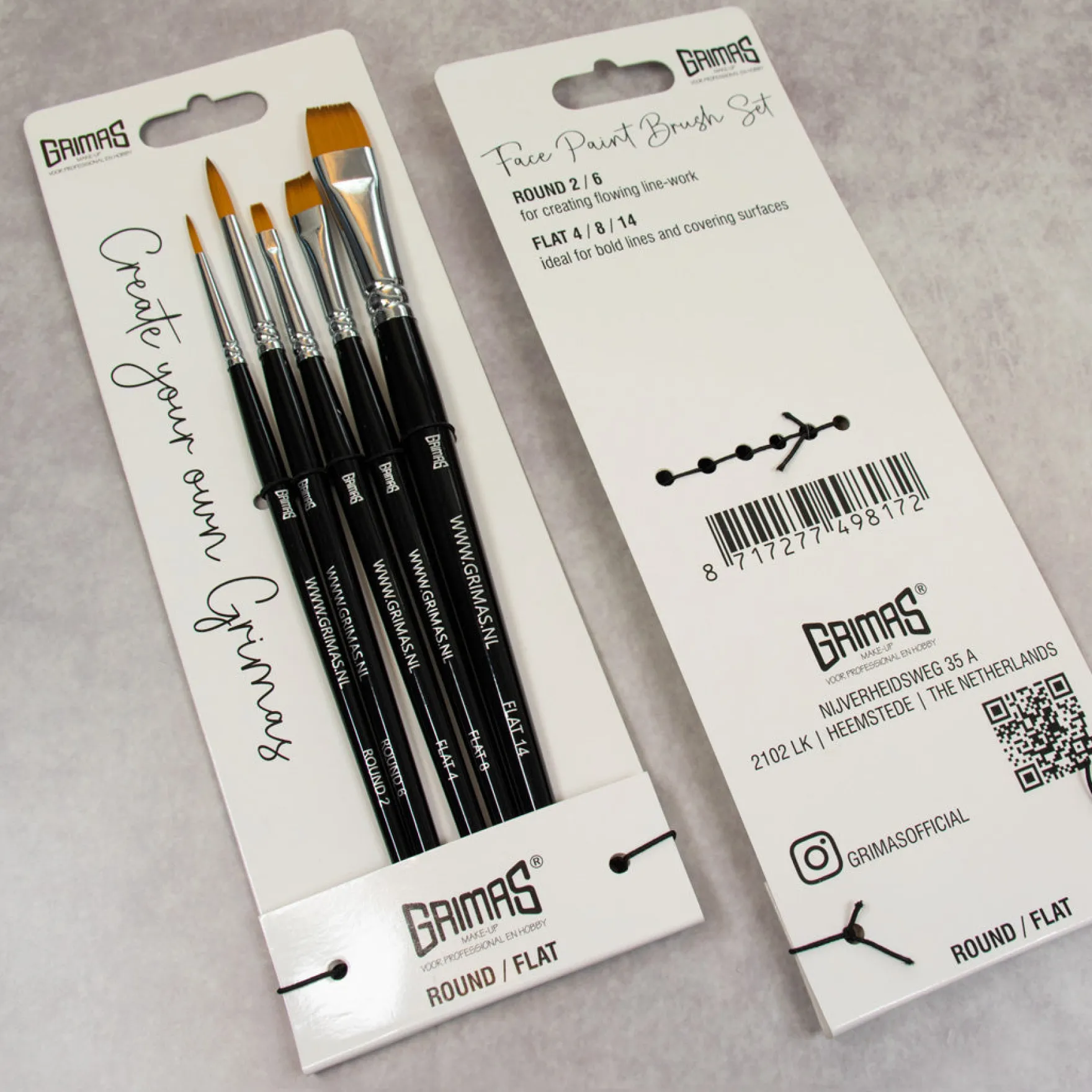 Face Paint Brush Set Round Flat