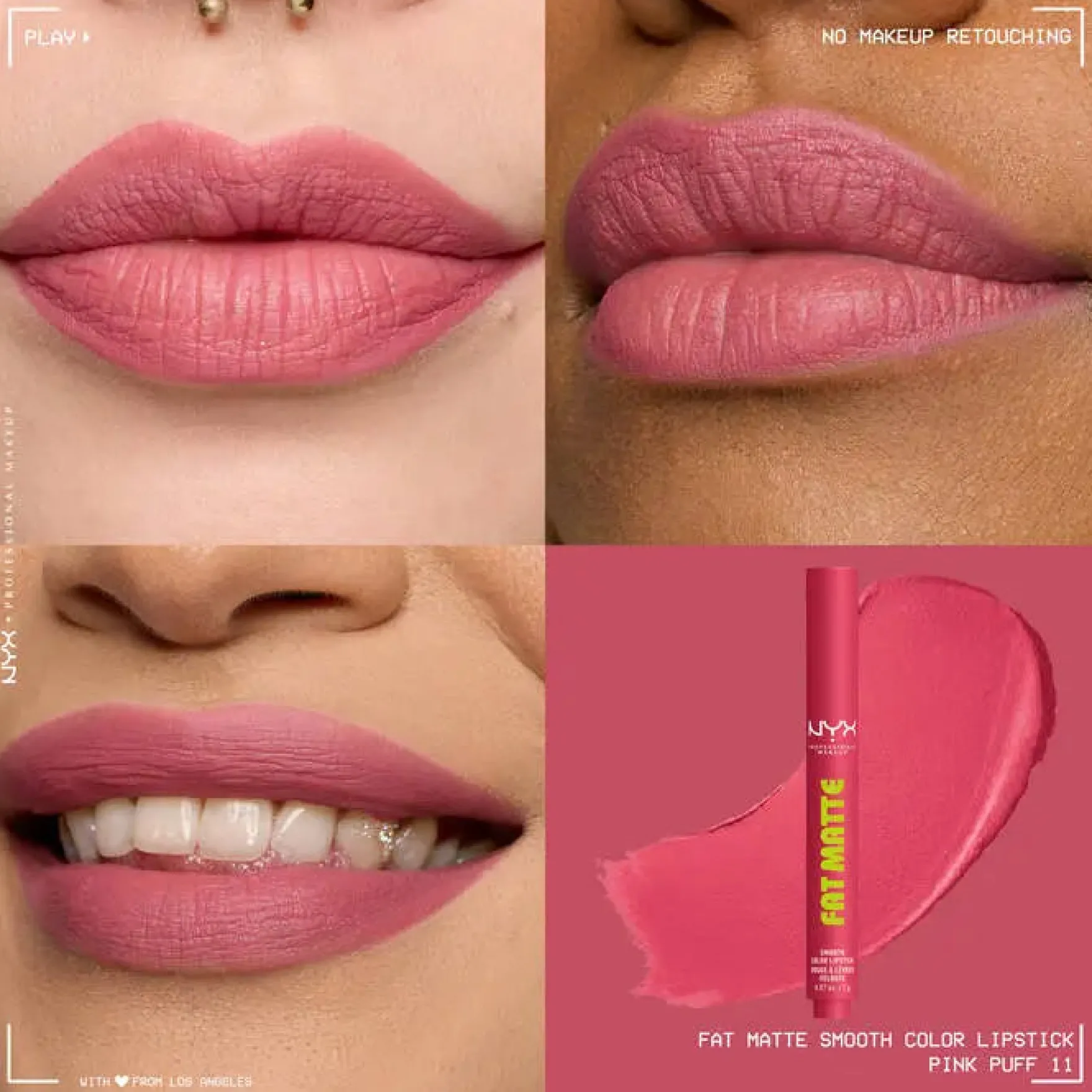 Fat Matte Smooth Color Lipstick Pink Puff