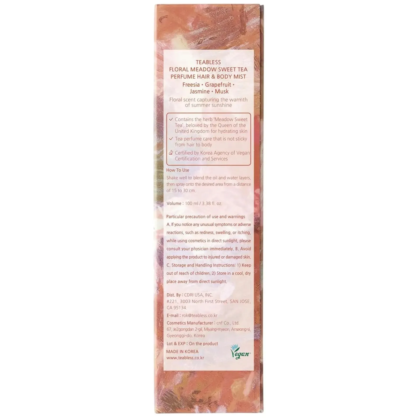 Floral Maedow Sweet Tea Perfume Hair & Body Mist