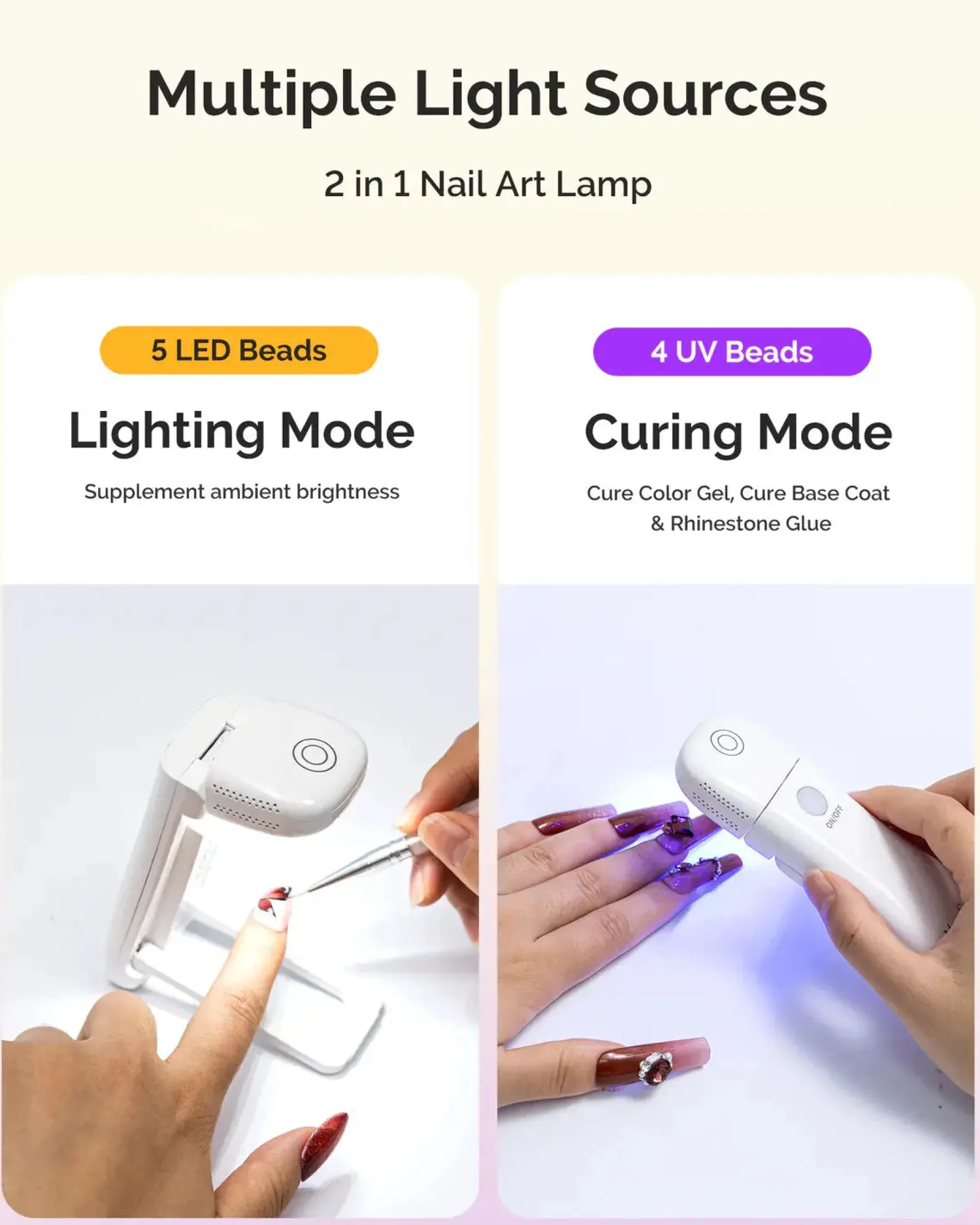 Foldable & Standable 2-in-1 Design LED/UV Nail Lamp