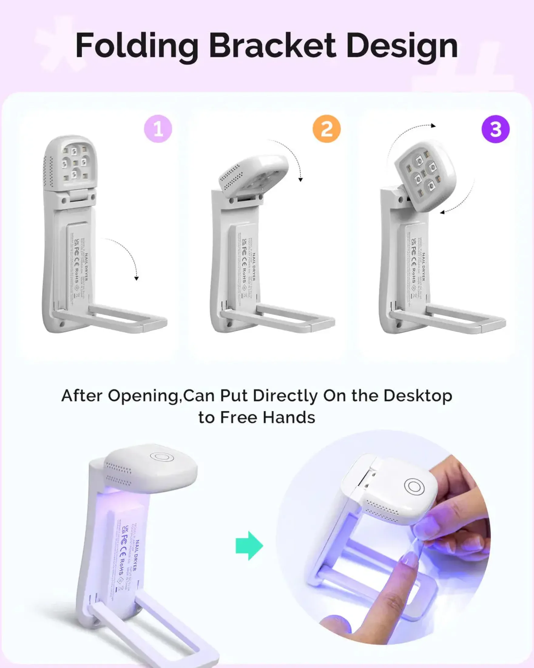 Foldable & Standable 2-in-1 Design LED/UV Nail Lamp