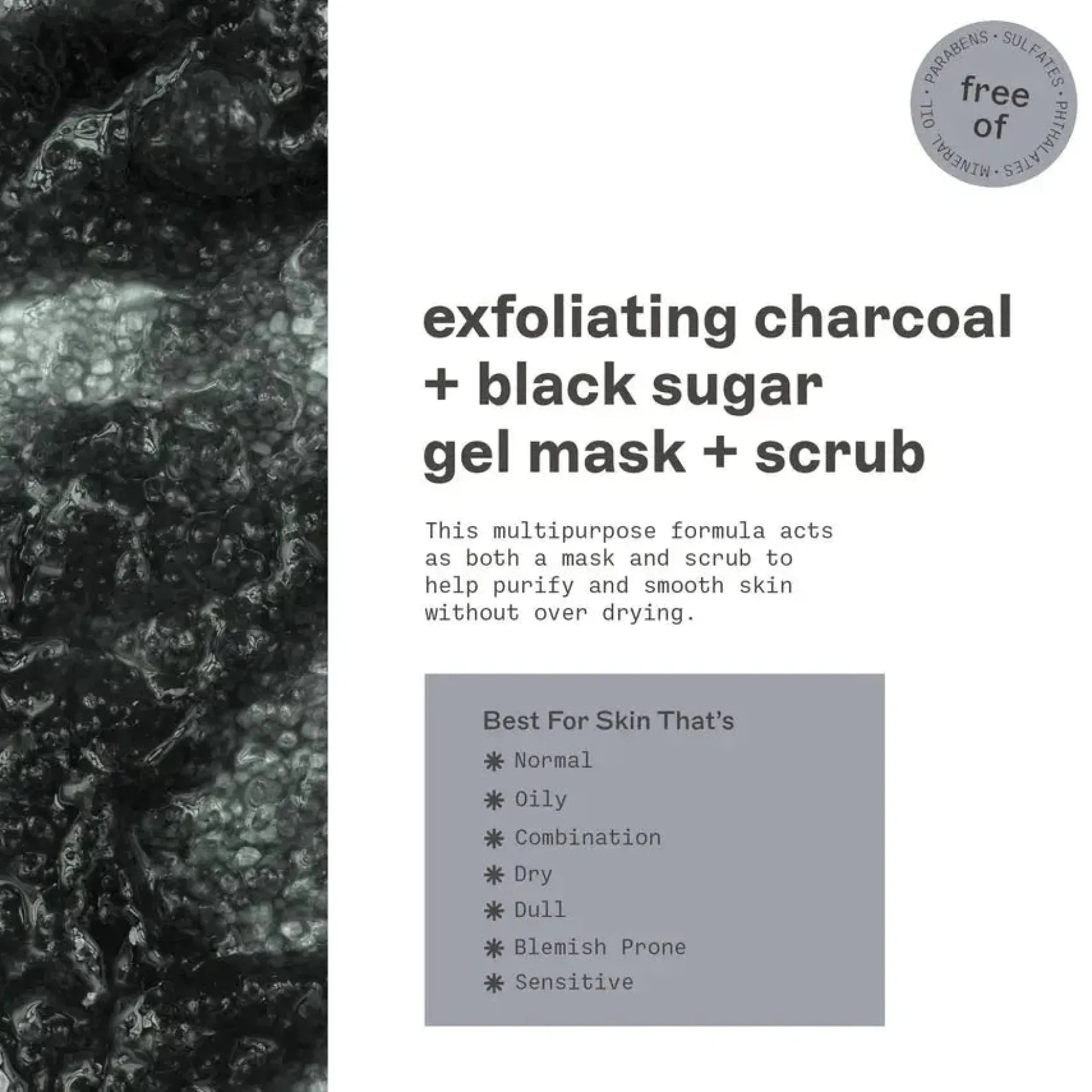 Gel Mask Scrub Charcoal And Black Sugar Purify