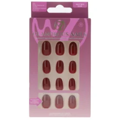 Glamorous Press-On Nails Deep Red Wine