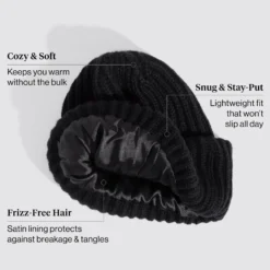 Glazey™ Satin Lined Beanie Black