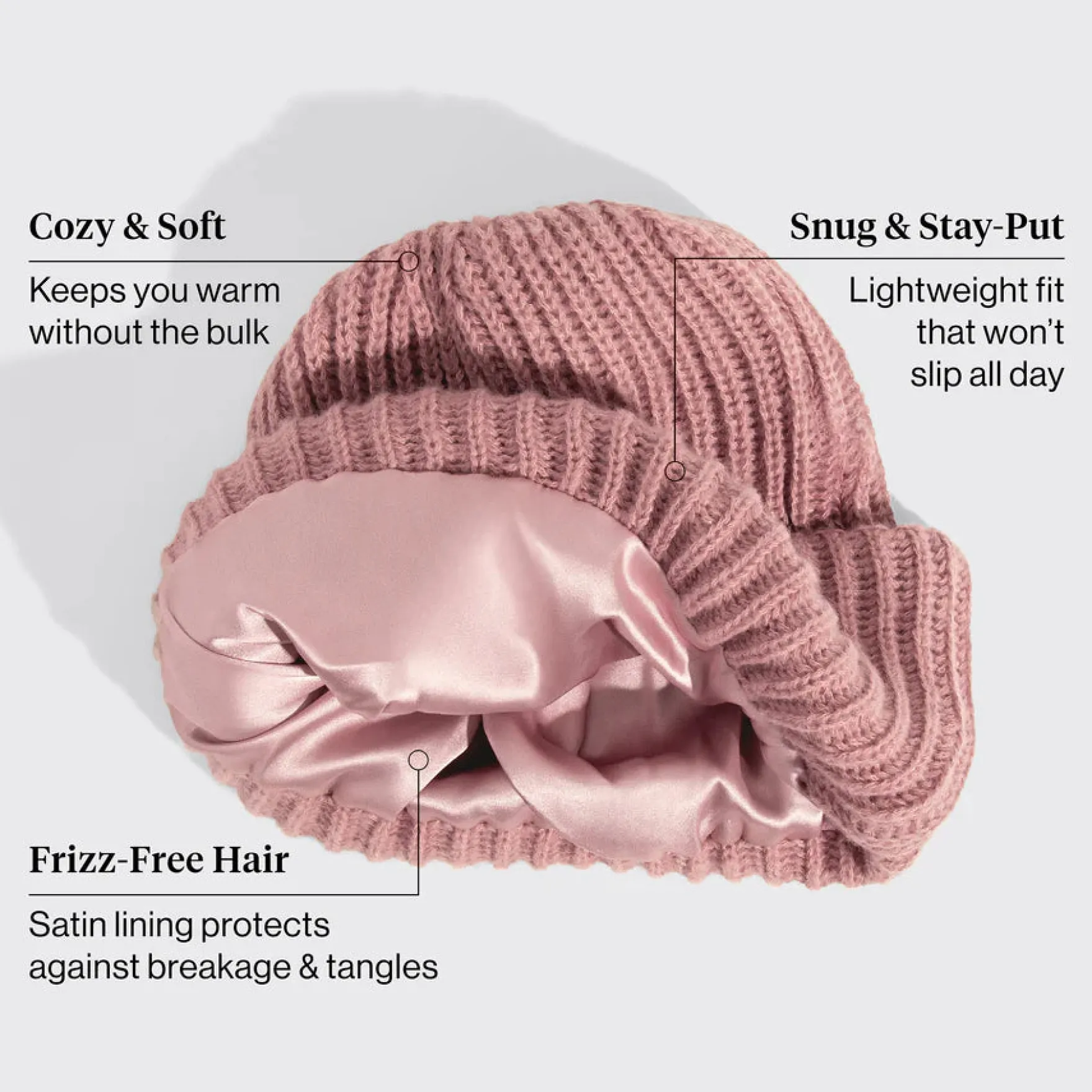 Glazey™ Satin Lined Beanie Blush
