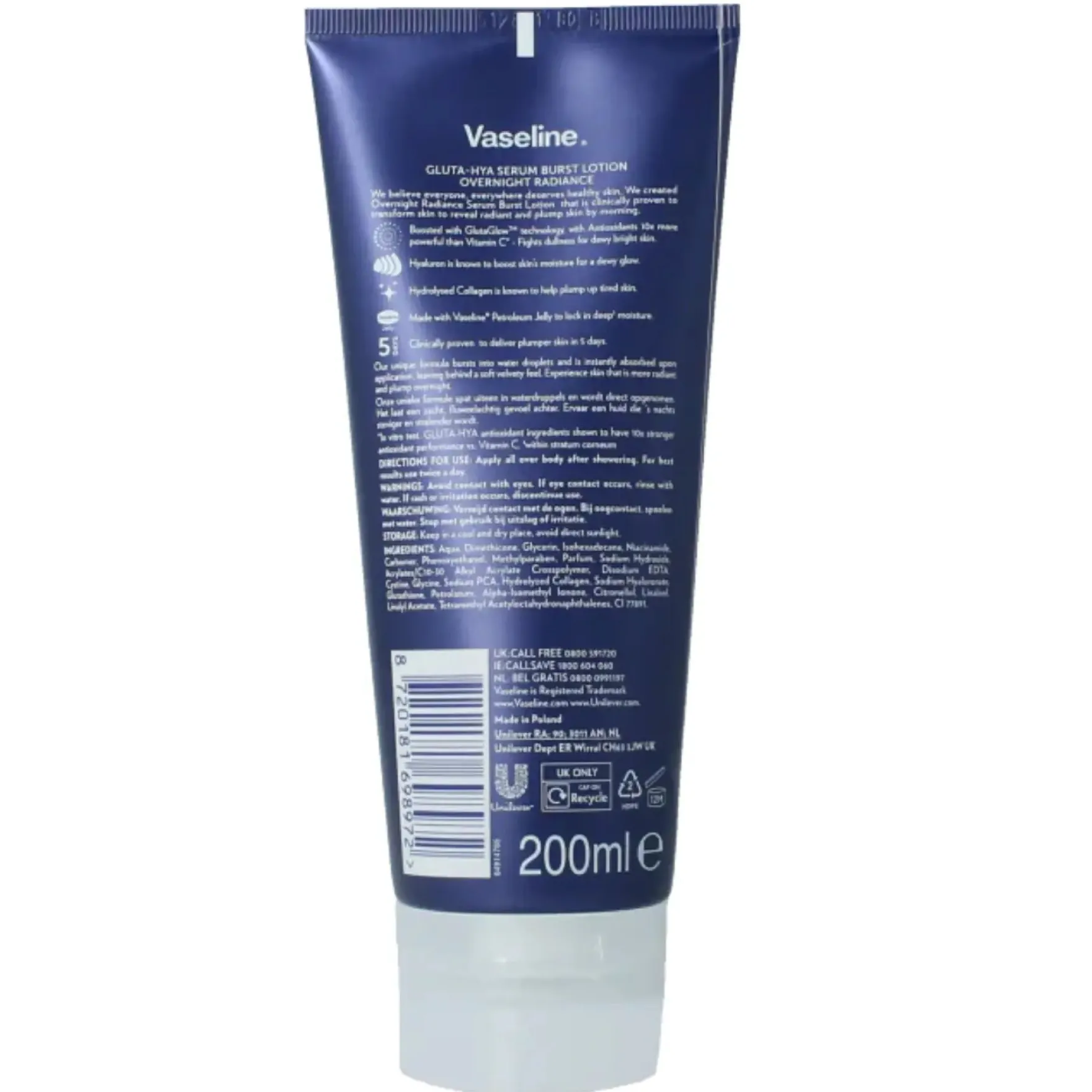 Gluta-Hya Overnight Radiance Serum Burst Lotion 300 ml.