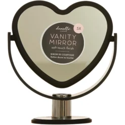Heart Vanity Mirror Black 5x Magnified