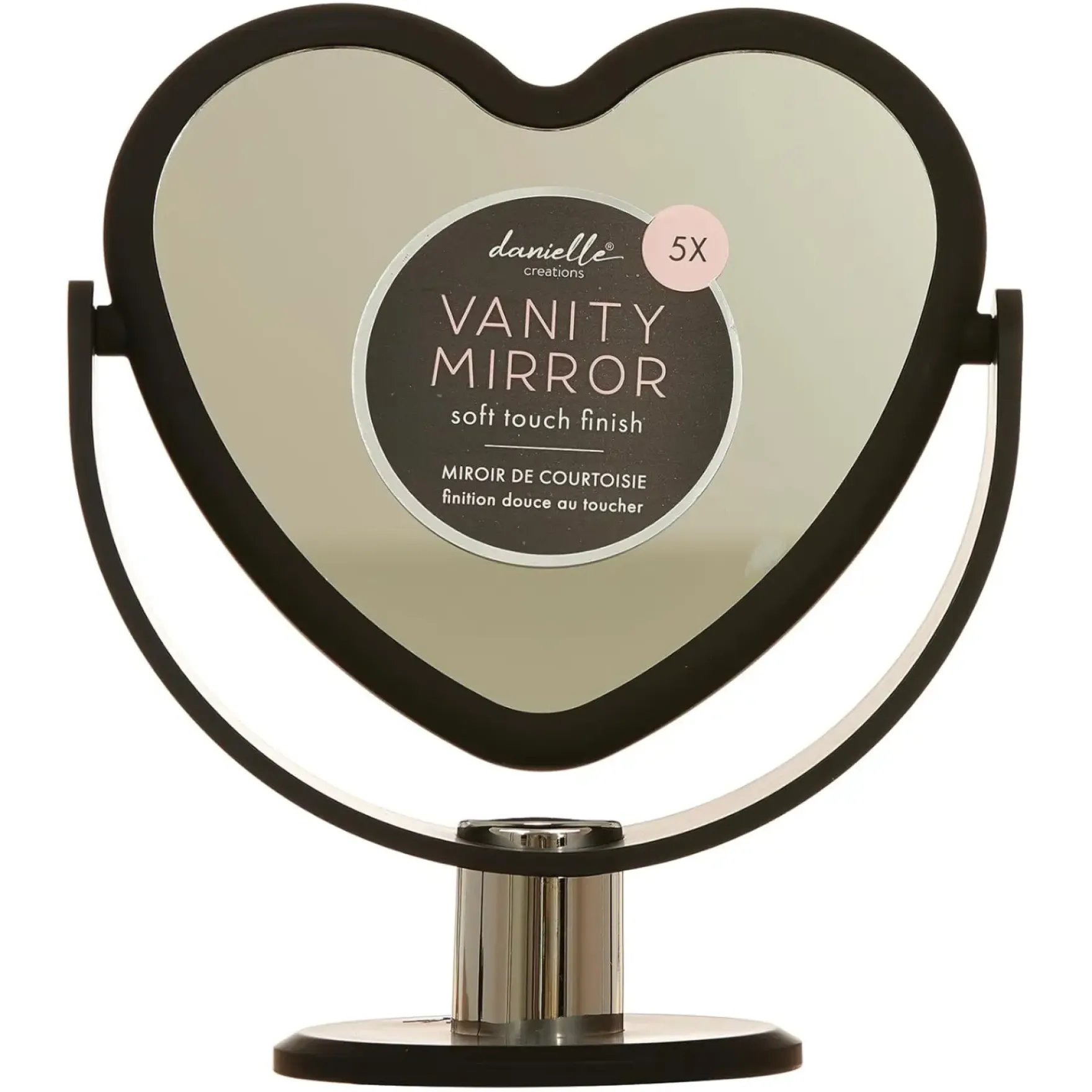 Heart Vanity Mirror Black 5x Magnified