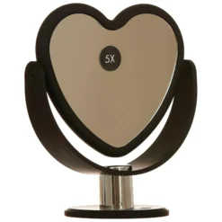 Heart Vanity Mirror Black 5x Magnified