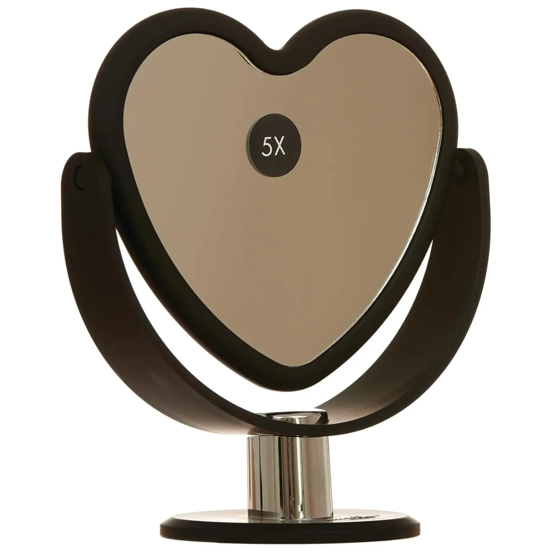 Heart Vanity Mirror Black 5x Magnified