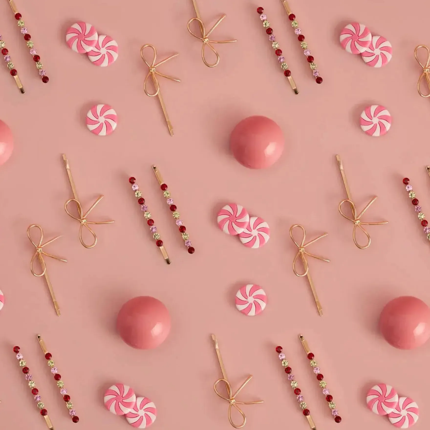 Holiday Metal Gemstone & Bow Bobby Pins