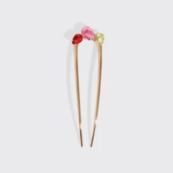 Holiday Metal Gemstone French Hair Pin