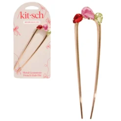 Holiday Metal Gemstone French Hair Pin